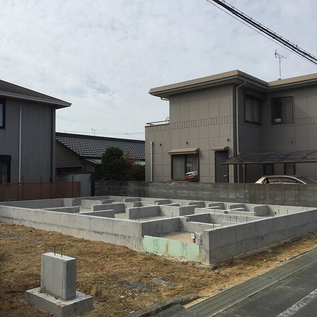 今日のK邸。ほほ基礎工事完了！大工工事打ち合わせも終わり10月8日の上棟に向け準備中！